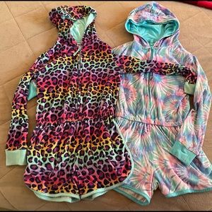 Cat & Jack and More Than Magic hooded velour rompers size M (7/8)
